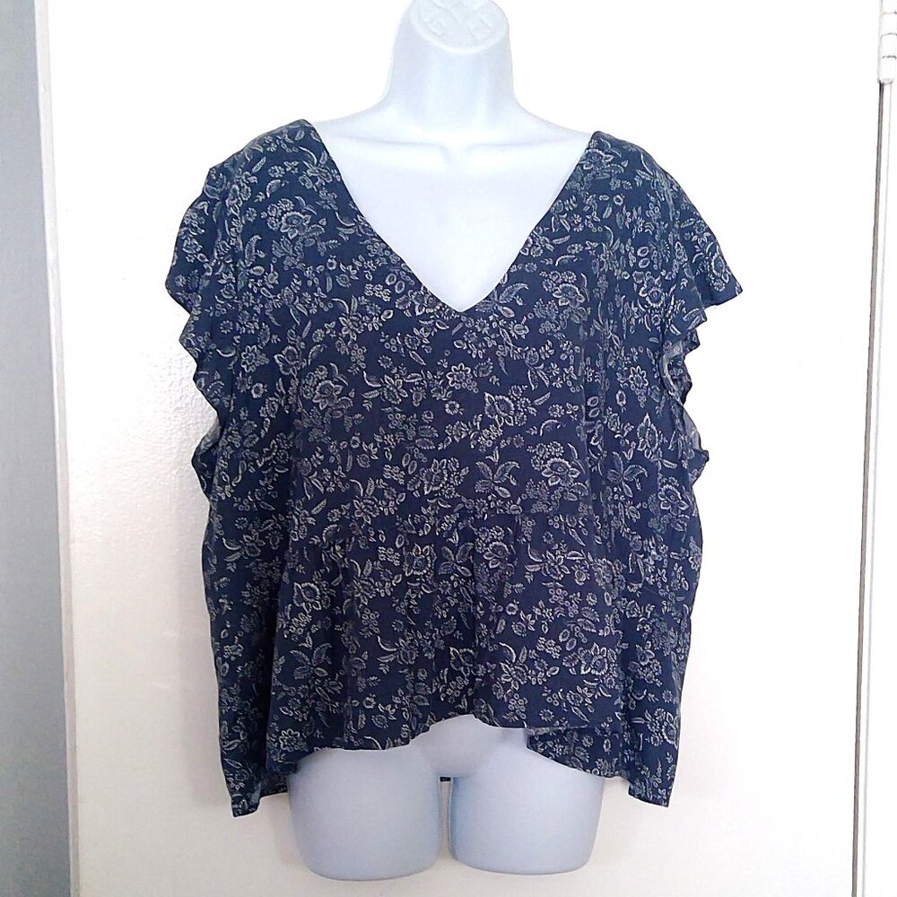 Abercrombie & Fitch Blue Floral Boho Top